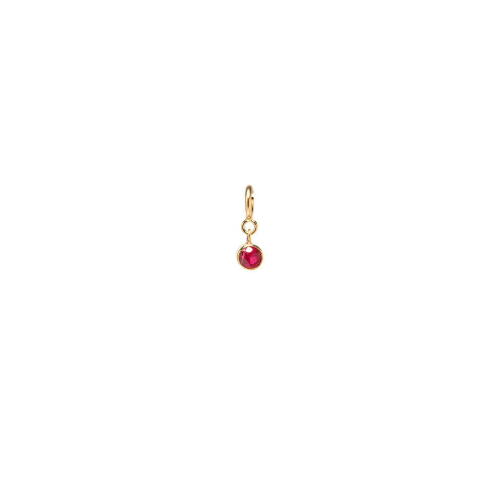 14k ruby charm pendant with spring ring