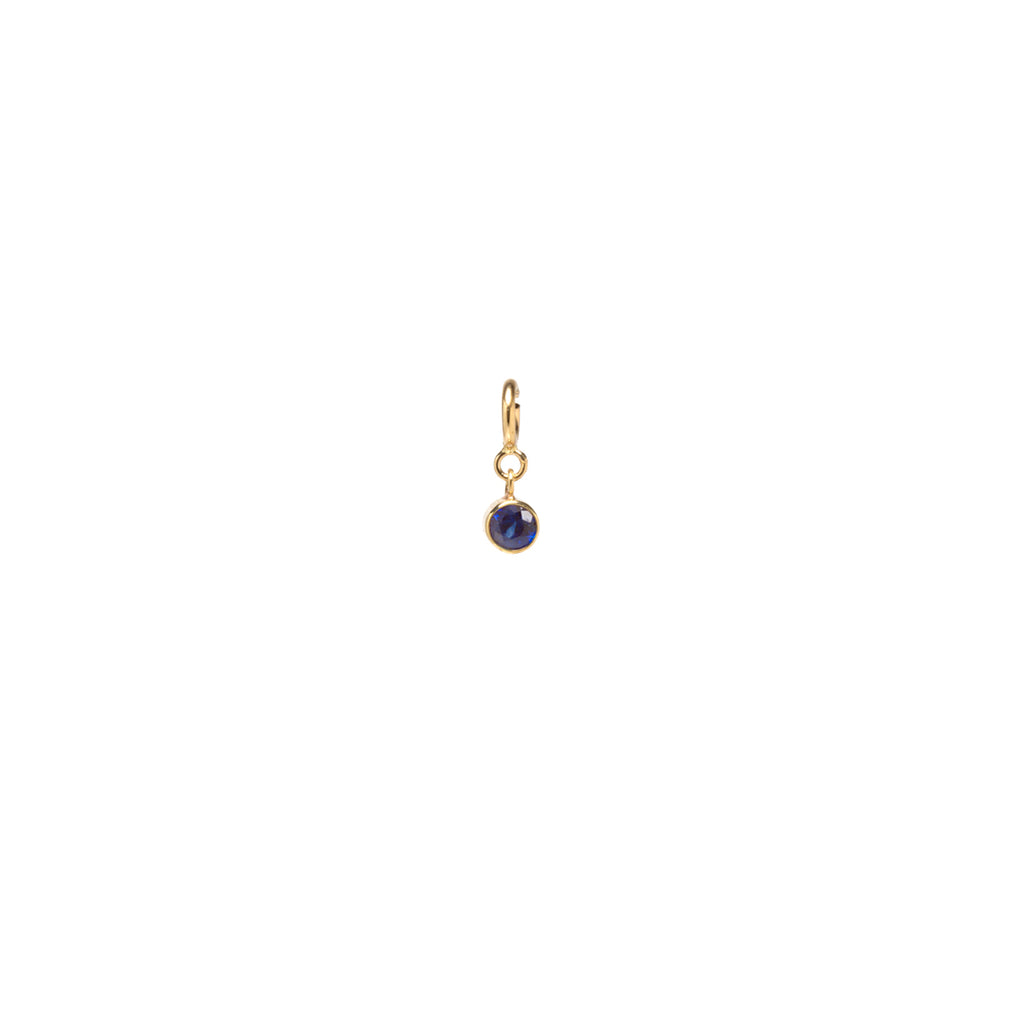 14k blue sapphire charm pendant with spring ring