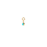 Side view of Zoë Chicco 14kt Gold Turquoise Charm Pendant with Spring Ring | December Birthstone