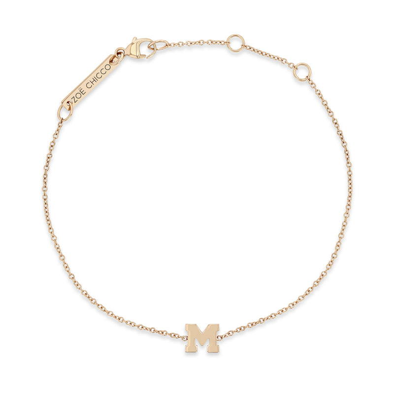 Zoë Chicco 14kt Gold Letter Bracelet with Floating Diamond – ZOË