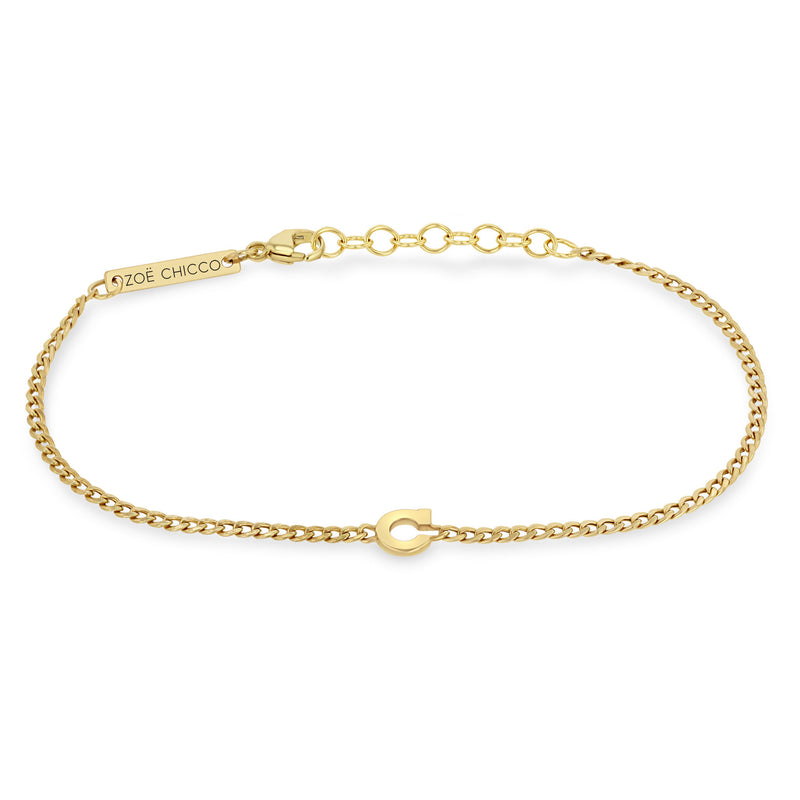 Sarah Chloe Cara 14K Gold Monogrammed Circle Chain Bracelet, Gold, Women's, Bracelets Monogram Initial & Alphabet Bracelets
