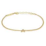 Zoë Chicco 14k Gold Pavé Diamond Initial Letter A Curb Chain Bracelet