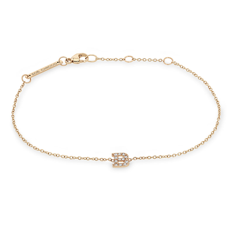 Zoë Chicco 14k Gold Pavé Diamond Initial Letter Bracelet – ZOË CHICCO