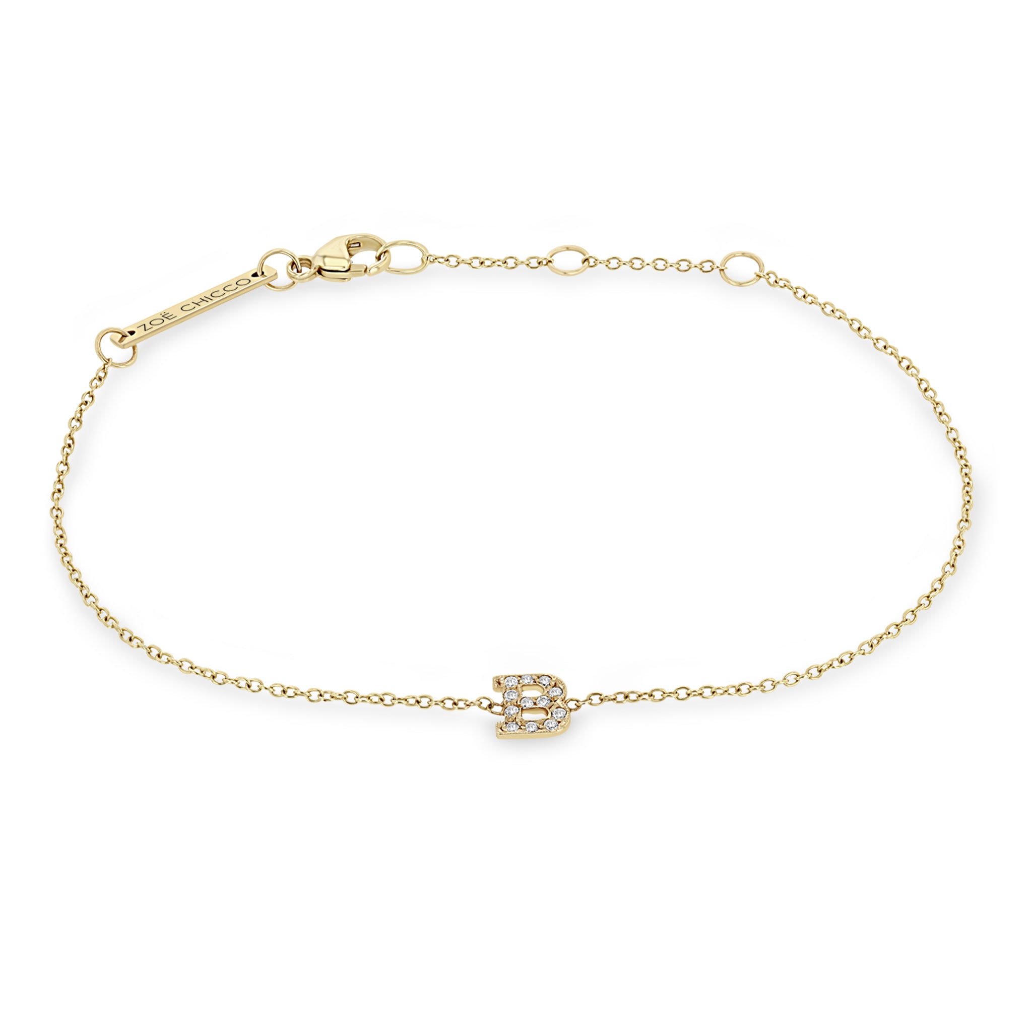 Zoë Chicco 14kt Gold Pavé Diamond Initial Letter Bracelet