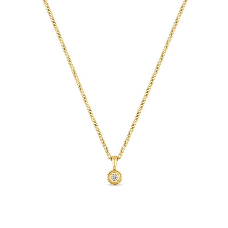 Zoë Chicco 14k Gold Fluted Bezel Diamond Pendant Necklace