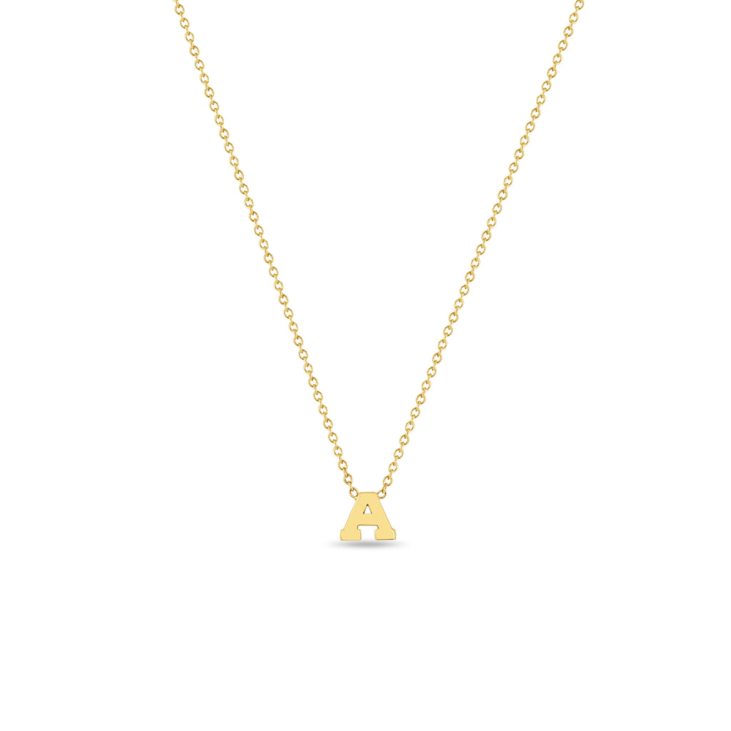 Dainty 14K Gold Initial Necklaces | Great Gifts! | Mazi + Zo R / 16-inch Chain
