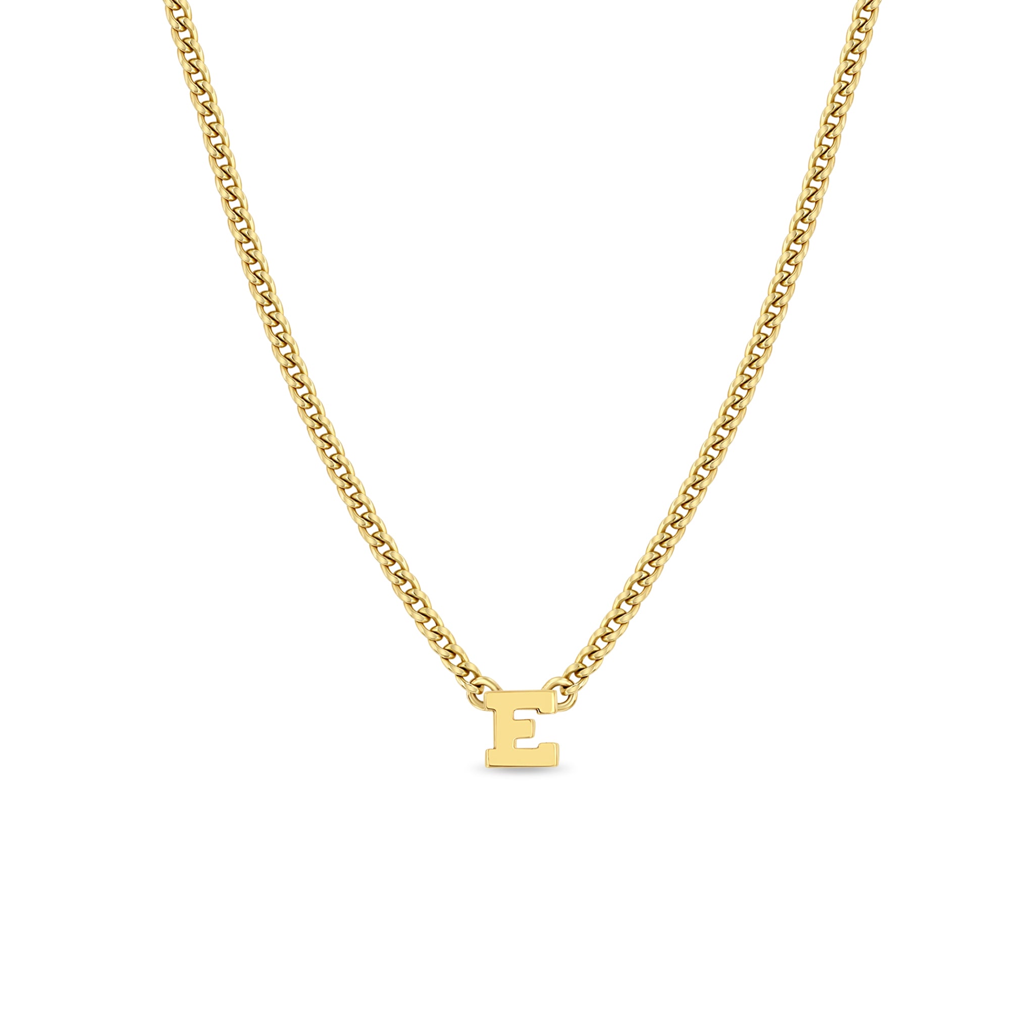Zoë Chicco 14kt Gold Curb Chain Initial Letter Necklace