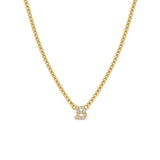 Zoë Chicco 14kt Gold Curb Chain Pavé Diamond Initial Letter Necklace