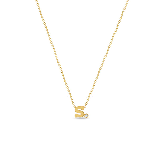 Zoë Chicco 14kt Gold Initial Letter with Diamond Necklace – ZOË CHICCO