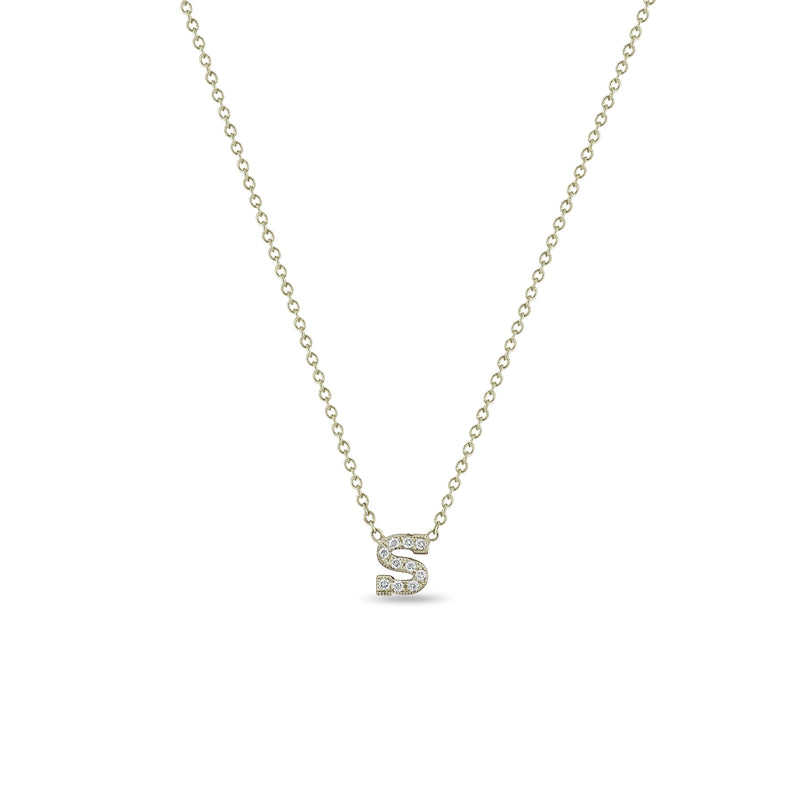 Caydia Lab Grown Diamond Personalized Initial Necklace 14K White Gold