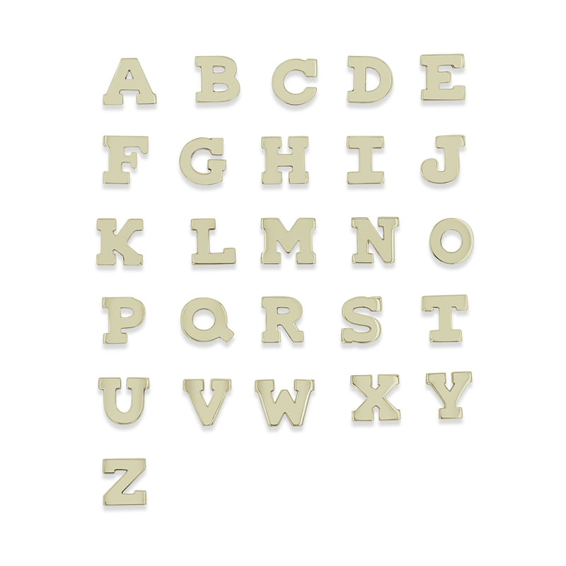 Alphabet Nameplate 14K Gold Plate Bling Arabic Slide Initial Letter