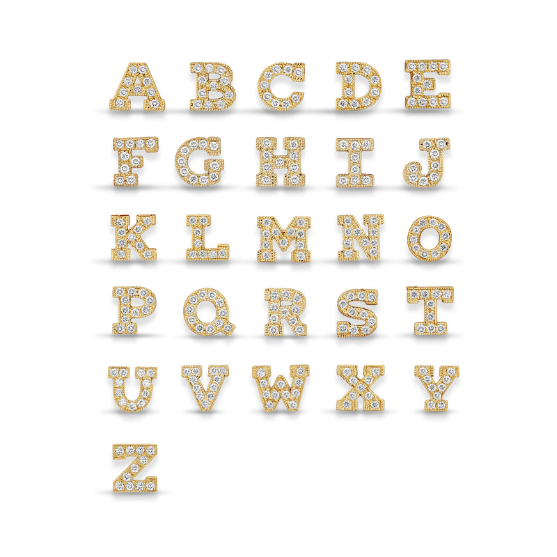 Small Gold Alphabet Letter Charms with CZ Rhinestones (8-9mm)