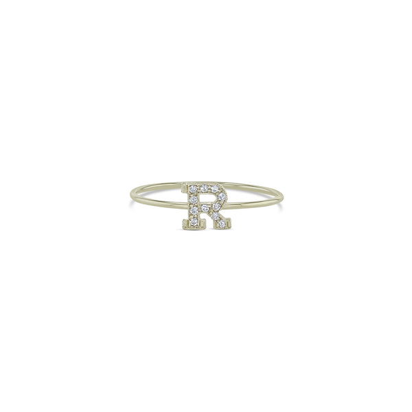 Zoë Chicco 14kt Gold Pavé Diamond Initial Letter Ring
