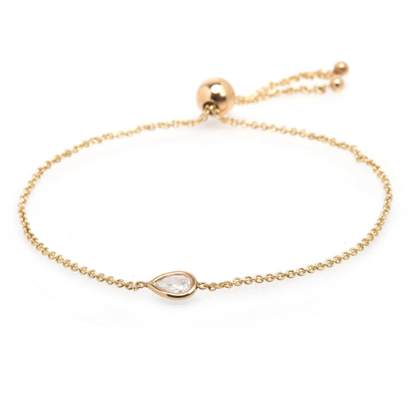 Zoe Chicco 14kt Gold Floating Pear Diamond Bolo Bracelet