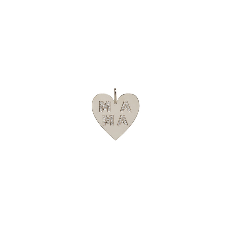 Mama engraved in diamonds on a heart charm
