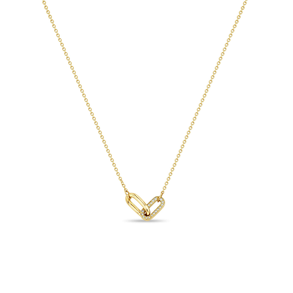 Zoë Chicco 14k Gold & Pavé Diamond Double Link Necklace – ZOË CHICCO