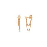 Zoë Chicco 14k Gold Prong Diamond Double Chain Huggie Earrings