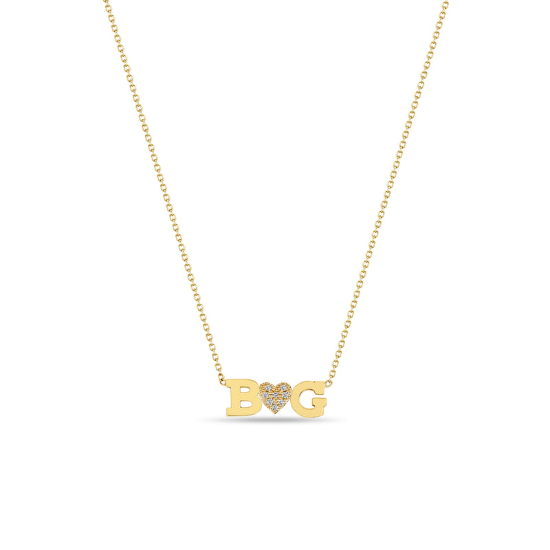 Zoë Chicco 14k Gold Initial Letters Diamond Heart Necklace