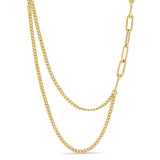 Zoë Chicco 14k Gold Mixed Paperclip Chain & Draped Double Small Curb Chain Necklace