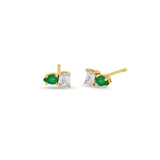 Zoë Chicco 14k Gold Pear Emerald & Emerald Cut Diamond Stud Earrings