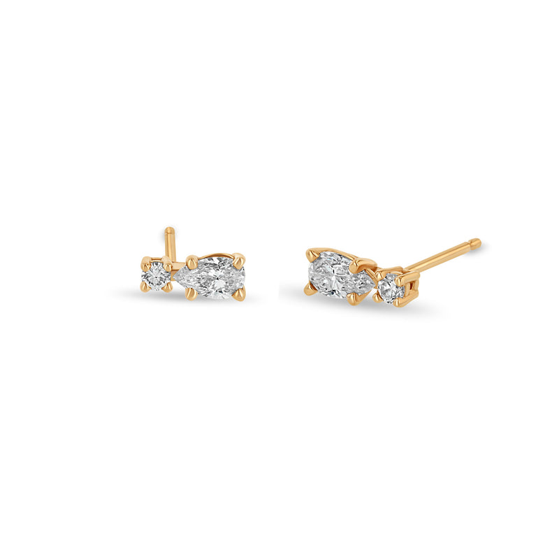 Zoë Chicco 14k Gold Prong Pear & Round Diamond Stud Earrings