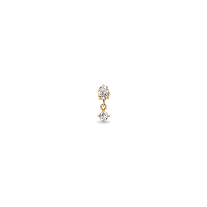 Single Zoë Chicco 14k Gold Prong Pear & Round Diamond Drop Earring