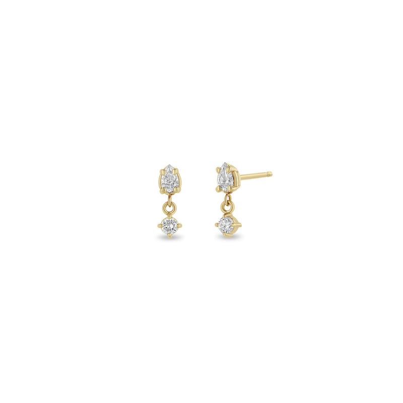 Zoë Chicco 14k Gold Linked Prong Pear & Round Diamond Drop Earrings