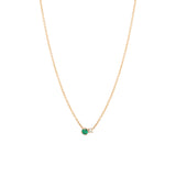 14k Prong Diamond & Emerald Necklace