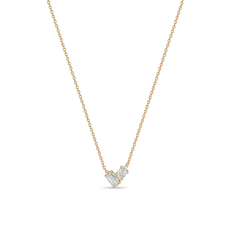Zoë Chicco 14k Gold Mixed Pear & Emerald Cut Diamonds Necklace