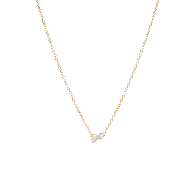 Zoë Chicco 14kt Gold Large 2 Mixed Diamond Prong Set Necklace