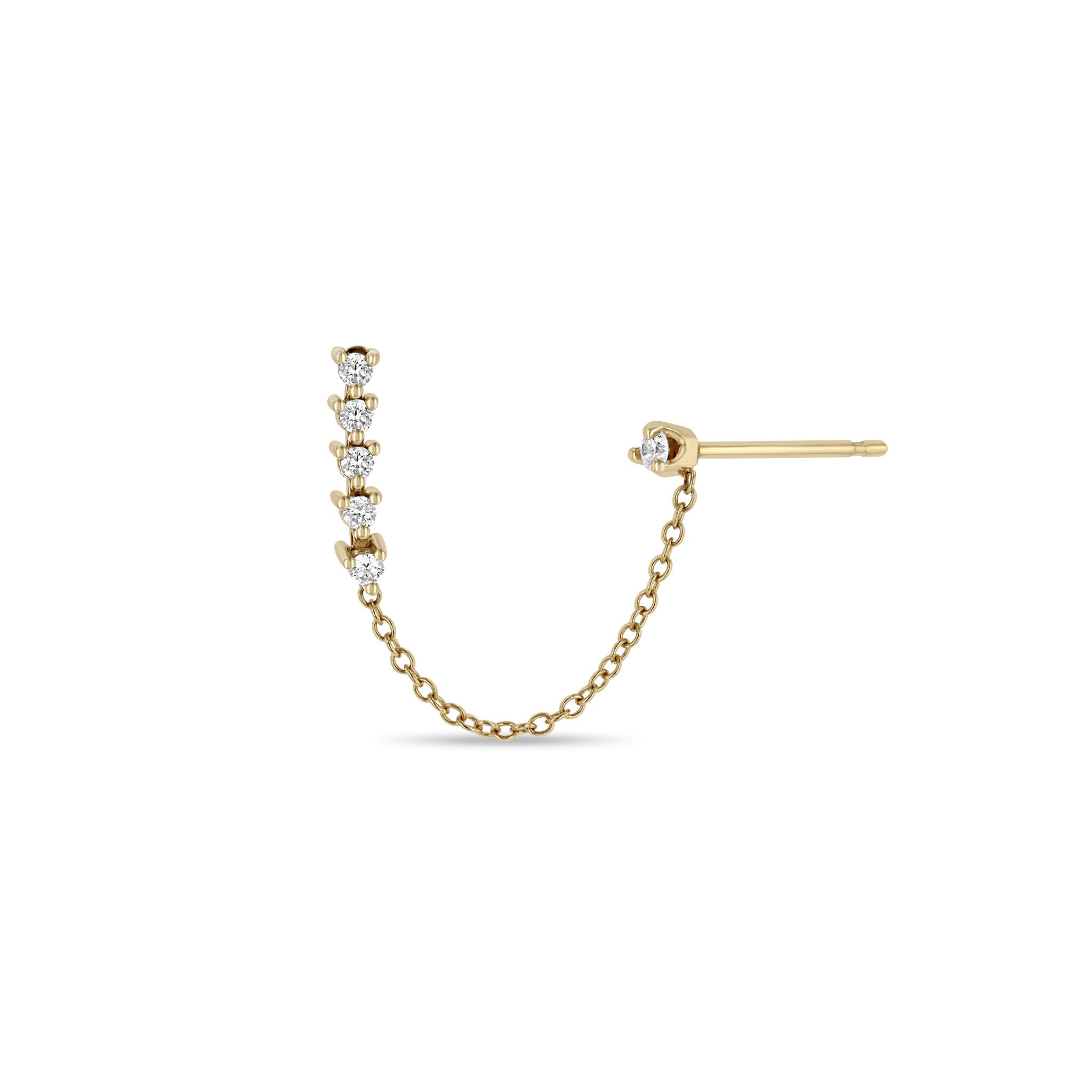 Zoë Chicco 14k Gold Tennis & Prong Diamond Double Stud Chain Earring