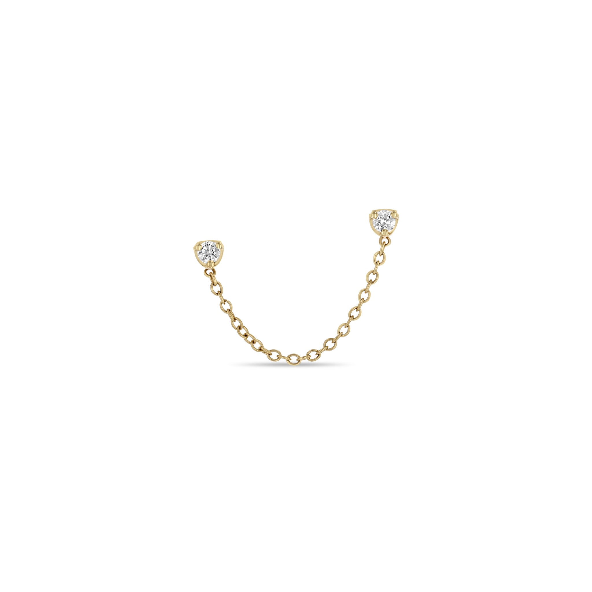 Zoë Chicco 14k Gold Prong Diamond Double Stud Chain Earring