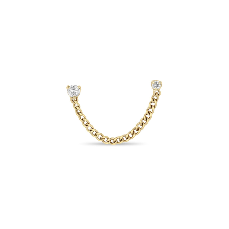 Zoë Chicco 14k Gold Mixed Prong Diamond Double Stud Curb Chain Earring