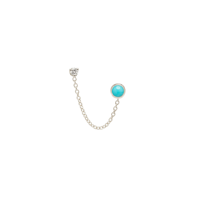 Zoë Chicco 14kt Gold Turquoise & Diamond Chain Double Stud Earring