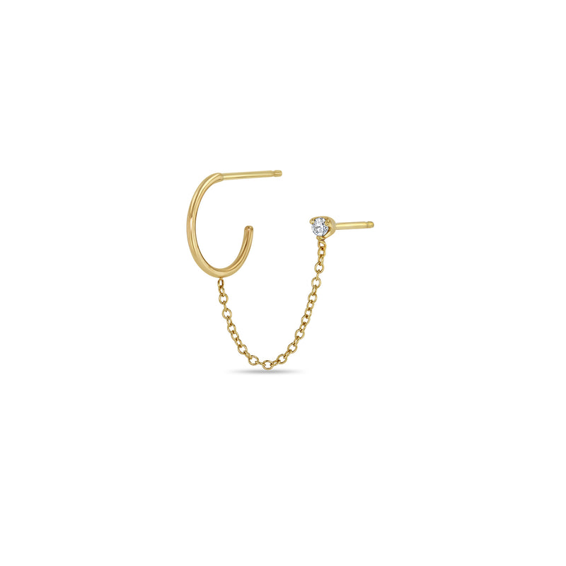 Zoë Chicco 14k Gold Prong Diamond Stud & Huggie Hoop Linked Double Earring