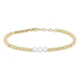 Zoë Chicco 14k Gold 3 Pearl Small Gold Bead Bracelet