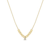 Zoë Chicco 14k Small Gold Bead & Diamond Bezel Necklace