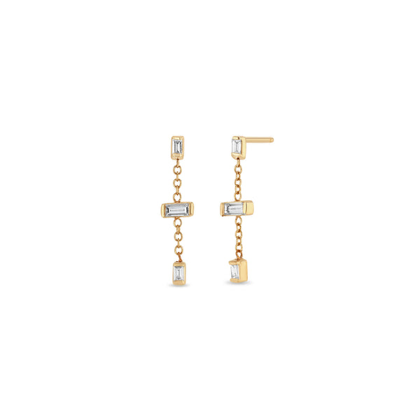 Zoë Chicco 14k Gold Linked Baguette Diamond Chain Drop Earrings