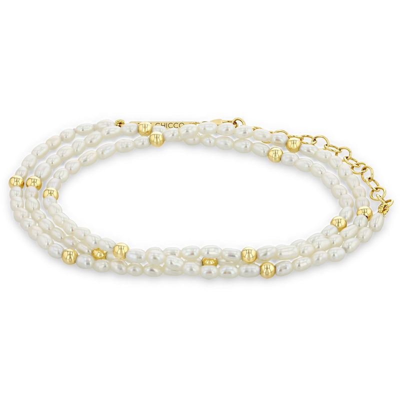 Charm It - Gold Pearl Bead Stretch Bracelet Set (2 bracelets) - Yellow  Springs Toy Company