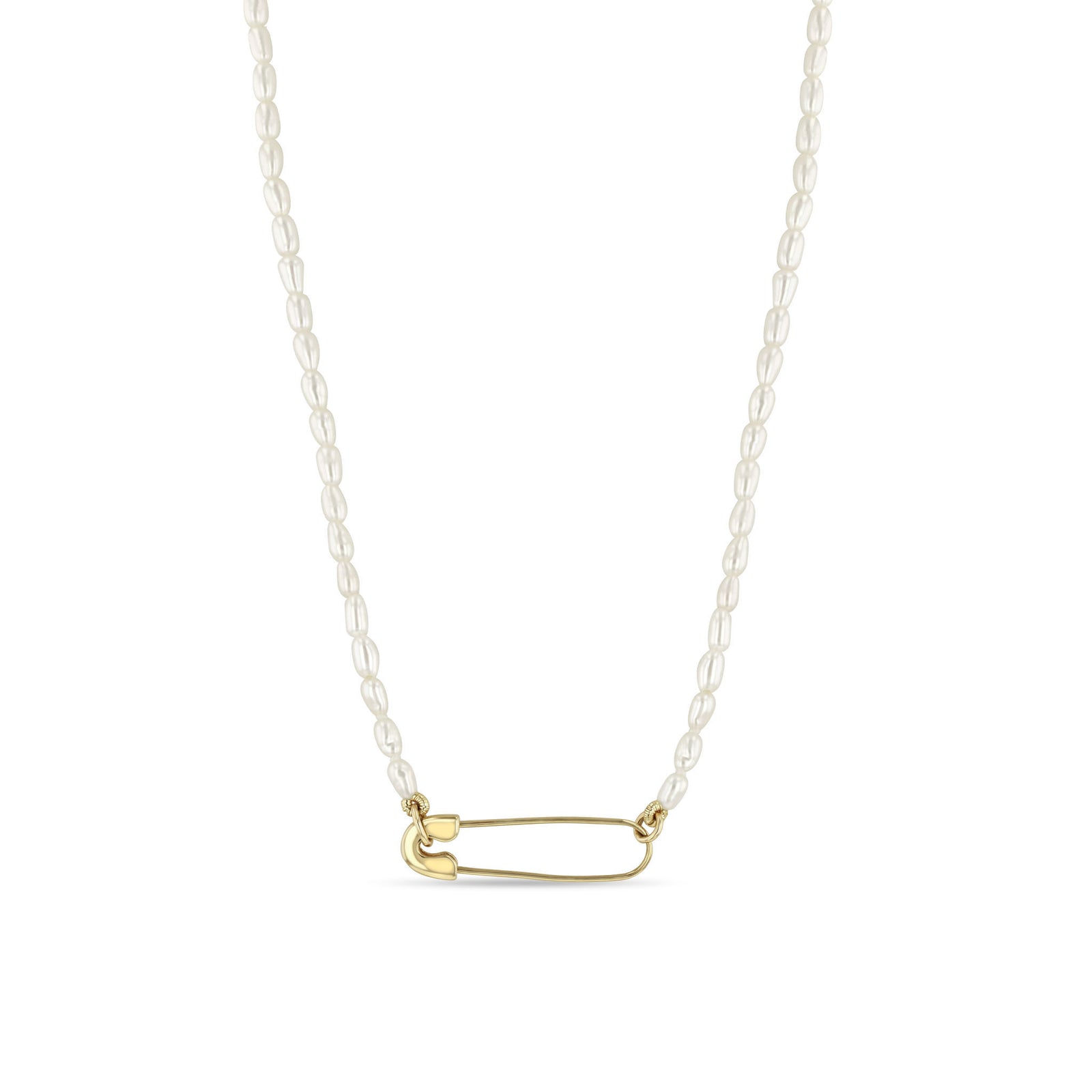ファッション雑貨・小物その他 14kPearlBead Necklace with a 14k Safety Pin Closure in Front Zoe Chicco 14k Gold Safety Pin Necklace | Shopbop