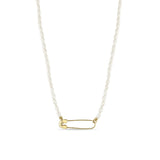 Zoë Chicco 14k Gold Safety Pin Rice Pearl Necklace