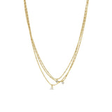 Zoë Chicco 14k Gold Mixed Diamond Triple Strand Tube Bar Chain Necklace