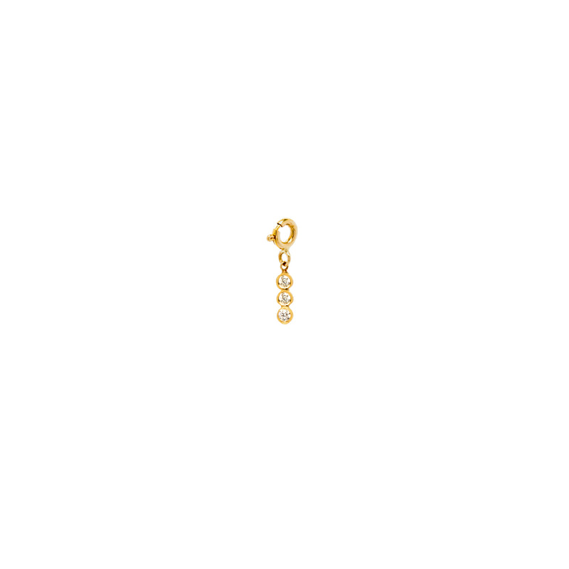 Zoë Chicco 14kt Gold 3 Diamond Vertical Bar Charm Pendant with Spring Ring