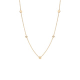 14k 3 itty bitty discs with floating diamonds station necklace