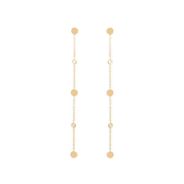 14k 3 Itty Bitty Gold Disc & Diamond Drop Earrings - SALE