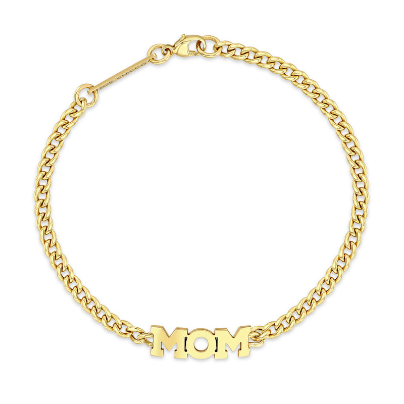 top down view of Zoë Chicco 14k Gold MOM Small Curb Chain Bracelet