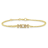 Zoë Chicco 14k Gold Pavé Diamond 3 Letter Small Curb Chain Bracelet, MOM shown