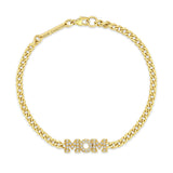top down view of Zoë Chicco 14k Gold Pavé Diamond MOM Small Curb Chain Bracelet