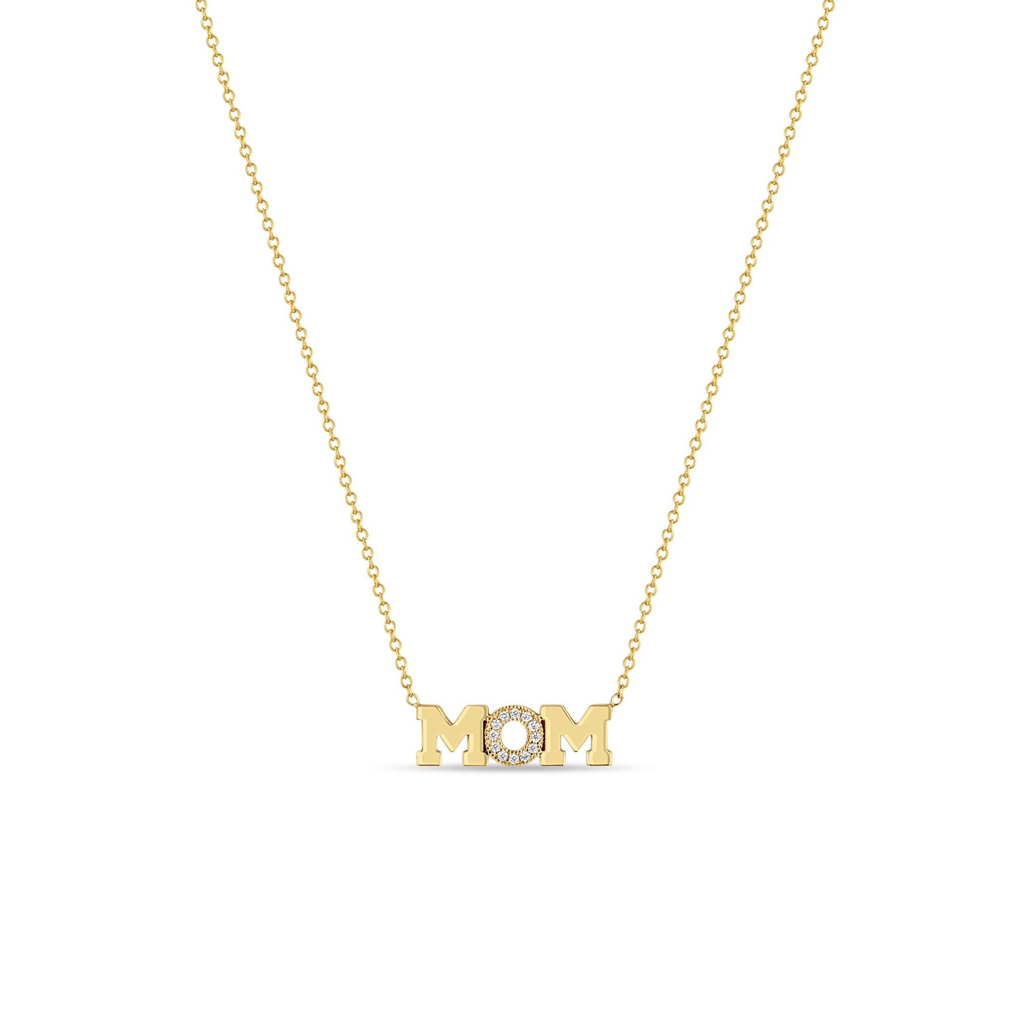 Zoë Chicco 14kt Gold 3 Letter Pavé Diamond Necklace