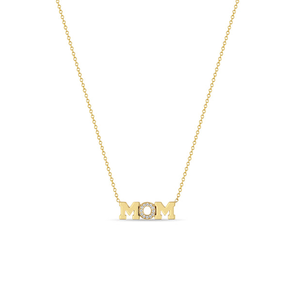 Zoë Chicco 14kt Gold Pavé Diamond MOM Necklace